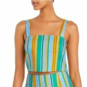 New Staud Linen Rigina Top in Ibiza Stripe Size 10